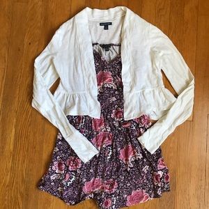 American Eagle Ruffle-Trim Crop Cardigan